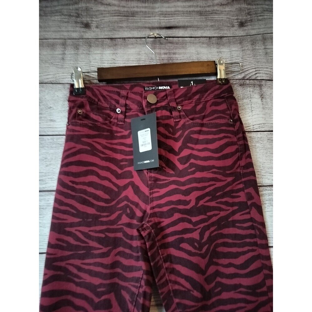 Fashion Nova Size 1 Paint Me All Over Red Zebra Tiger Stripes Jeans